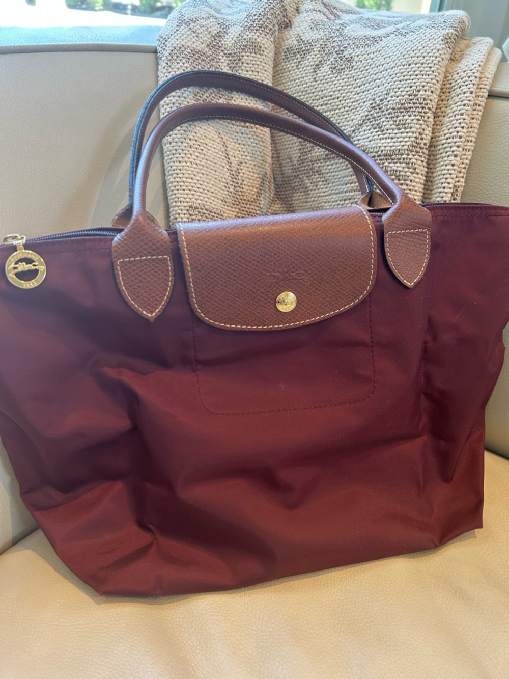 Longchamp Le Pilage Burgundy/Maroon Tote